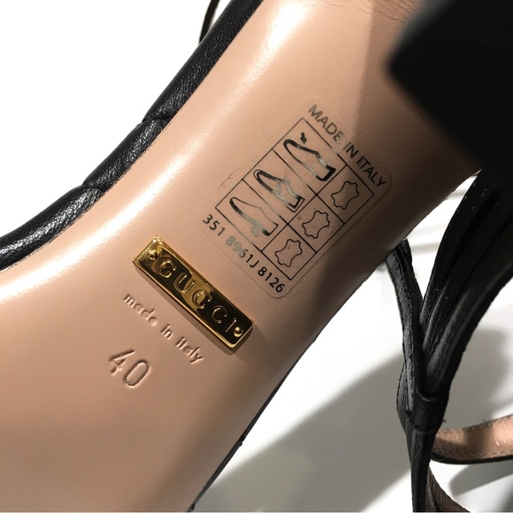 GUCCI GG LOGO MARMONT NAPPA MID HEEL SANDALS -BLACK LEATHER -WOMEN’S US 10 -NEW - Picture 8 of 11